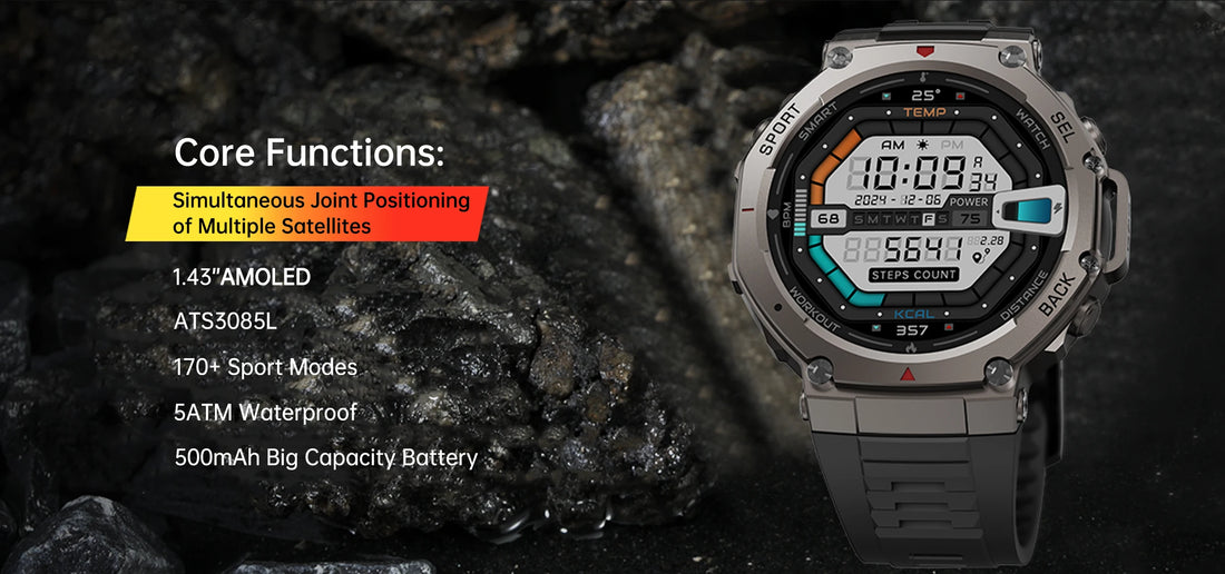 T-Rex 3 Ultra GPS Smartwatch 2025 with Dual-Band GNSS & Compass