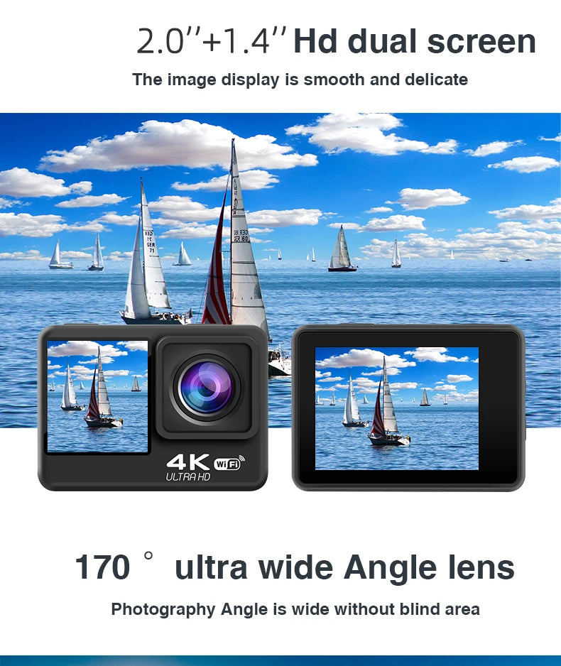 Ultra HD 4K Action Camera Waterproof with WiFi & 170° Wide Angle