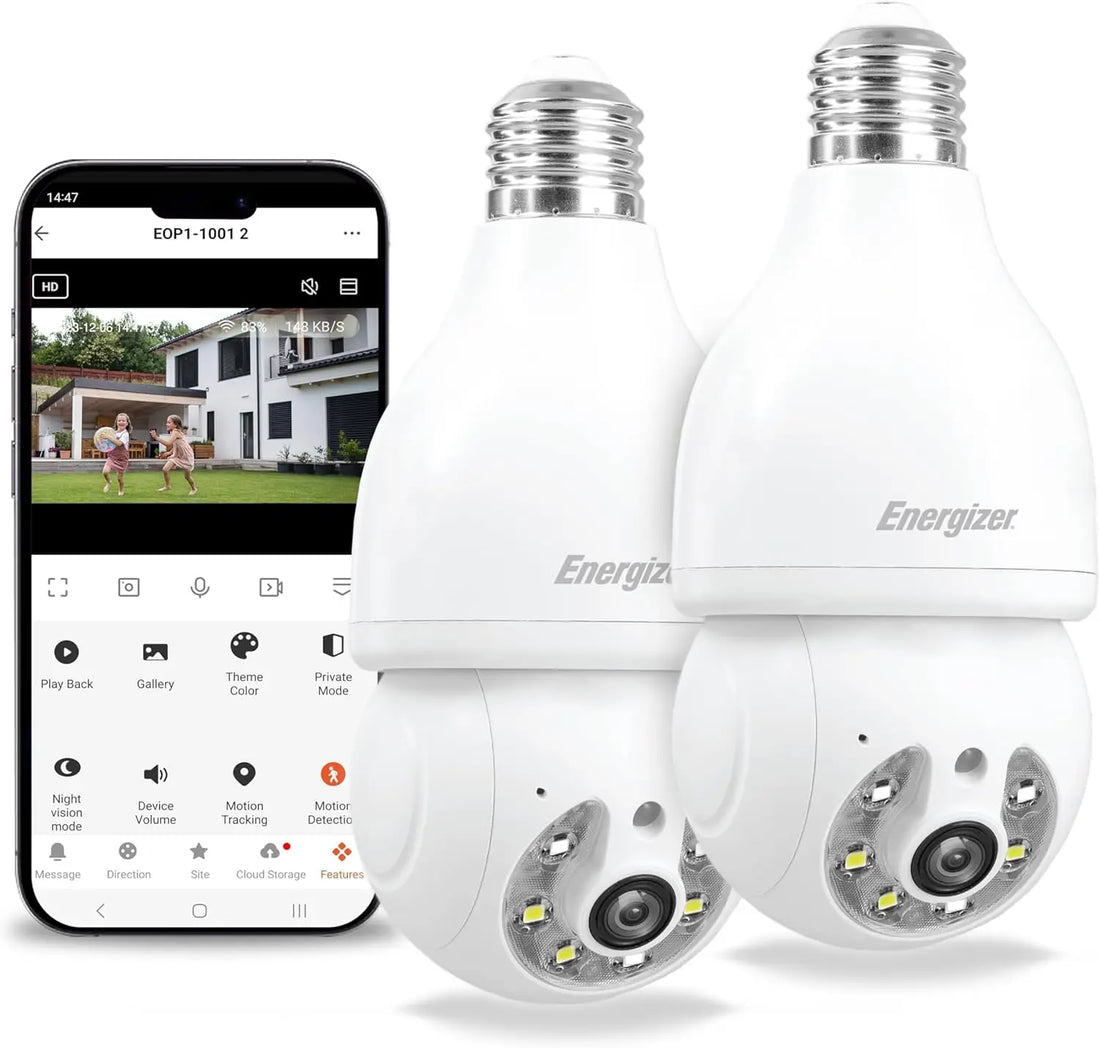 Smart Light Bulb 2K Security Camera 2-Pack Outdoor Pan Tilt