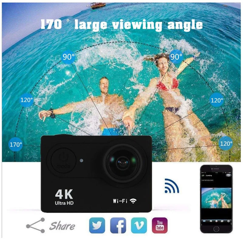 Ultra HD 4K Action Camera Waterproof with WiFi & 170° Wide Angle