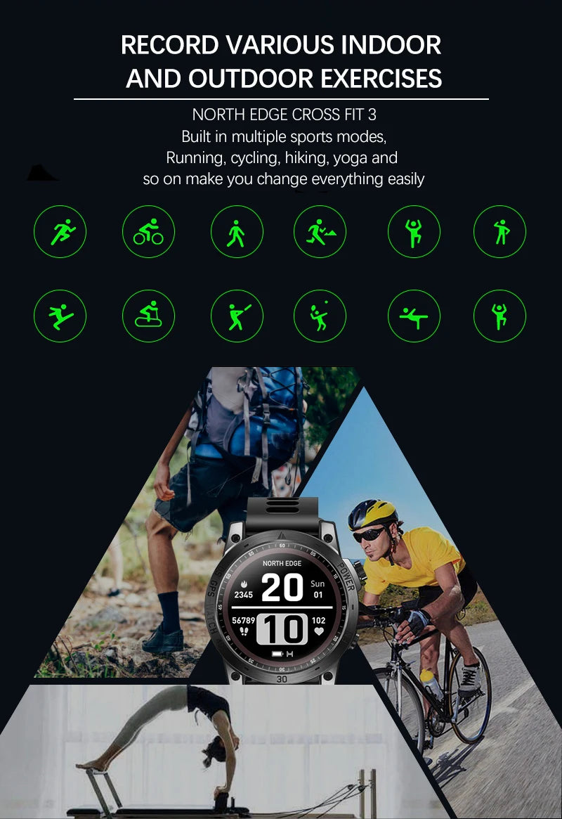 NORTH EDGE 2025 Men’s GPS Smartwatch with AMOLED & Compass