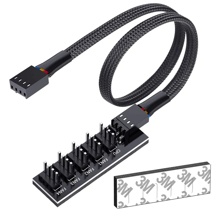 1-to-5 Way PWM Fan Hub – 4-Pin/3-Pin Splitter Adapter