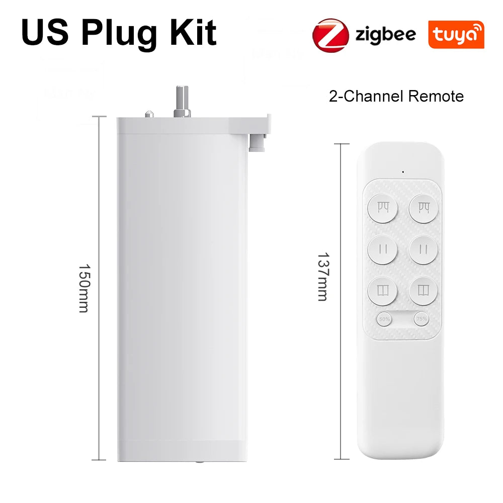 Tuya ZigBee/WiFi Smart Curtain Motor 155mm Silent Electric Shutter
