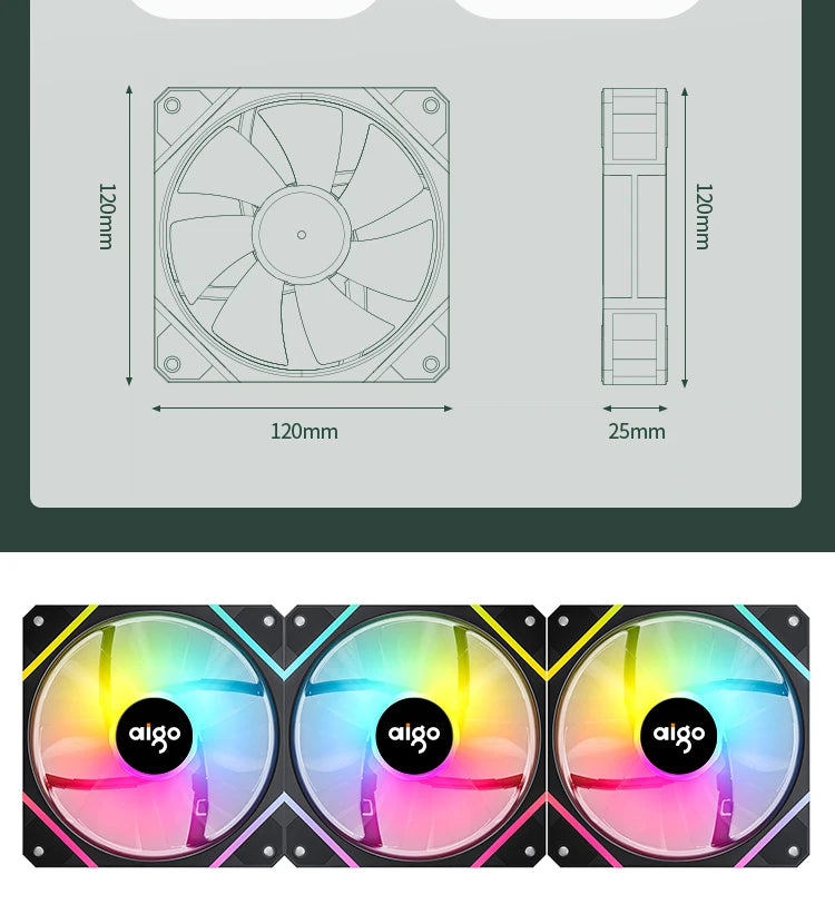 Aigo AM12 RGB 120mm PC Case Fan Kit