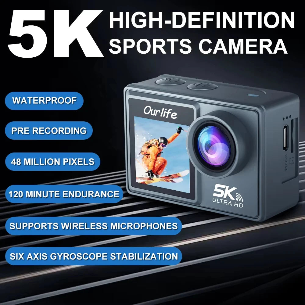 Ourlife MTR40 5K Action Camera with Touch Screen & Remote