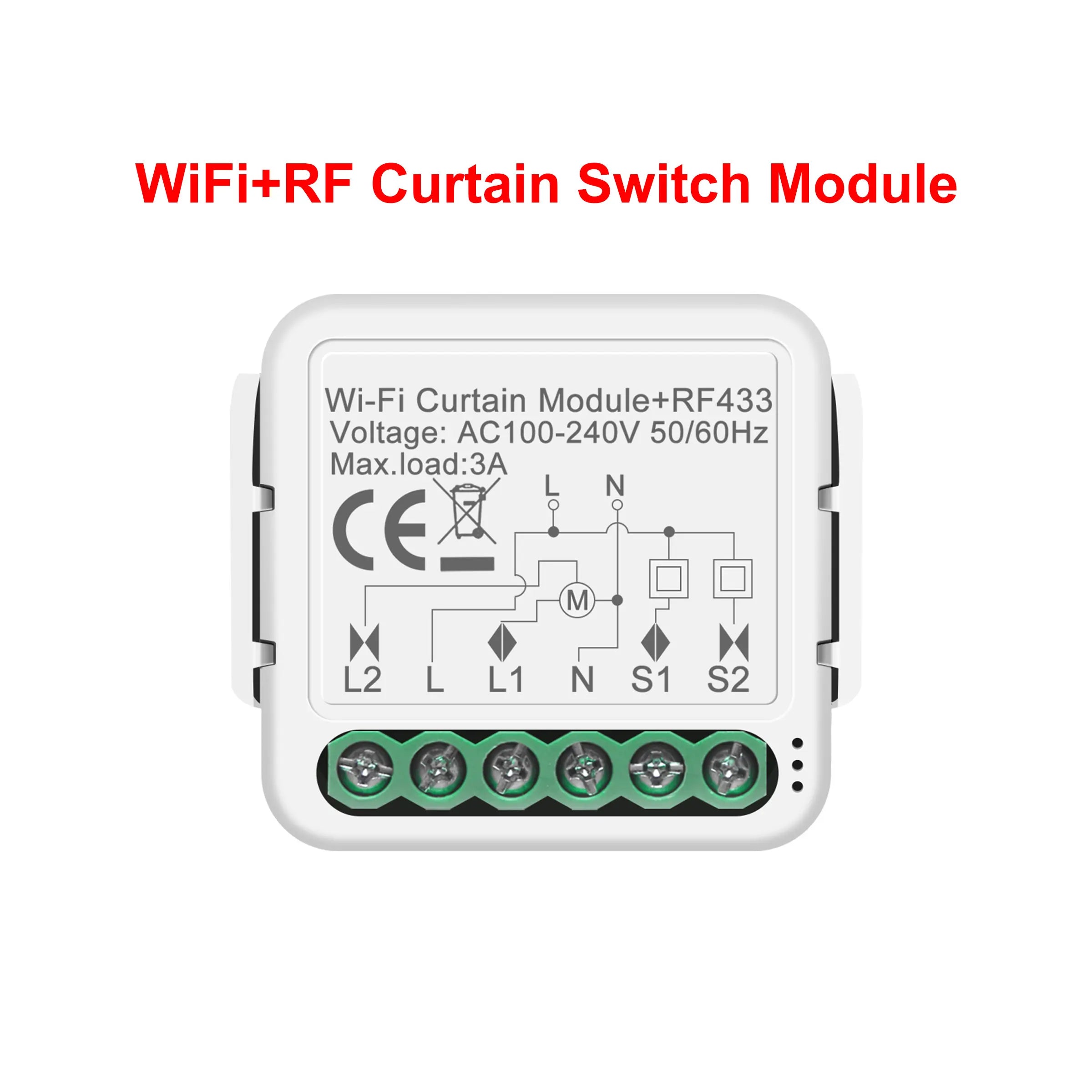 GIRIER Tuya WiFi RF433 Curtain Switch Module for Roller Shutter