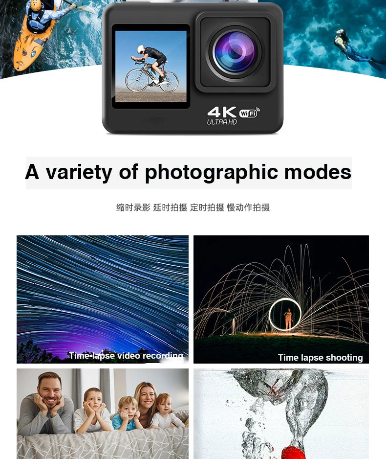 Ultra HD 4K Action Camera Waterproof with WiFi & 170° Wide Angle