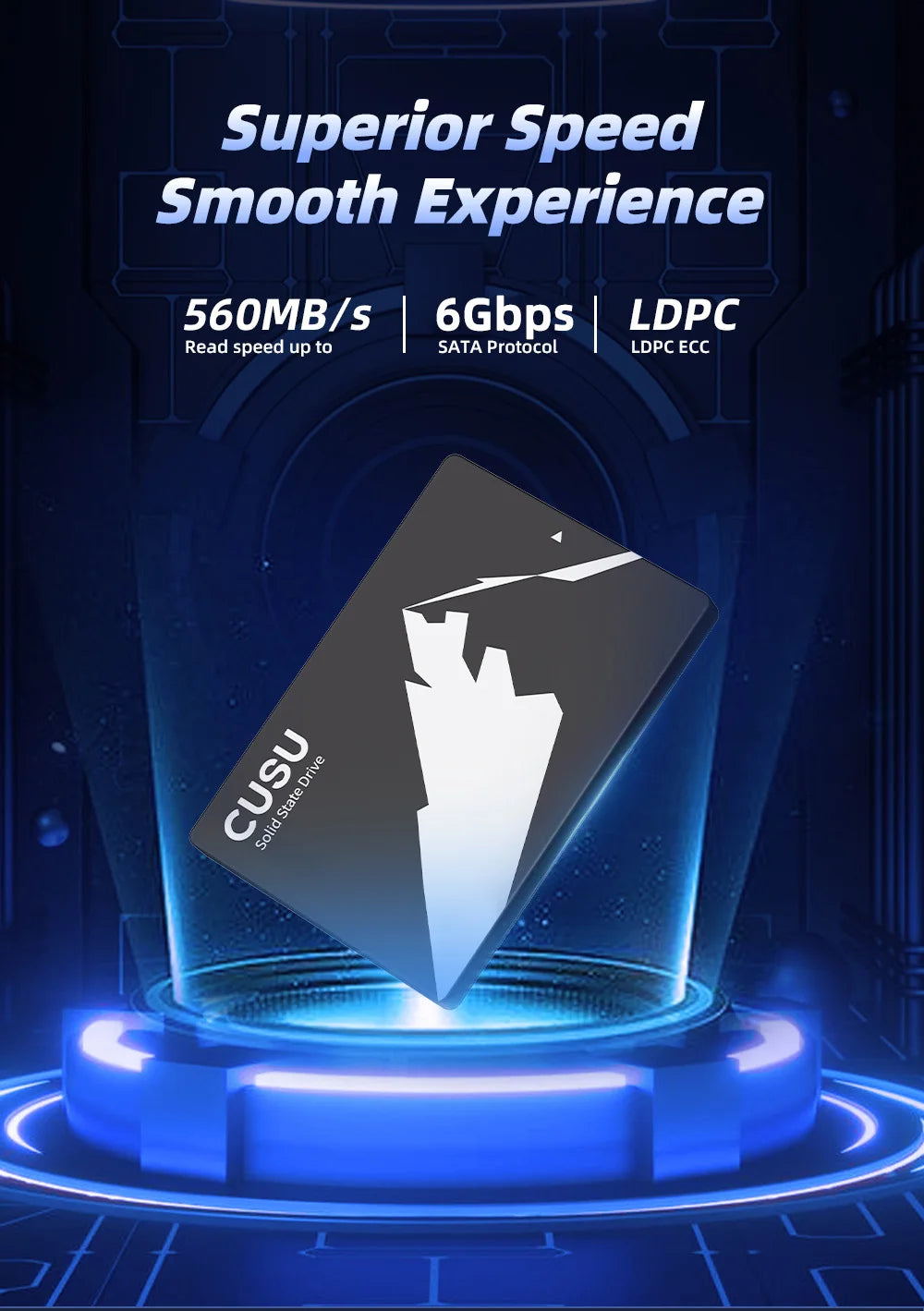 CUSU SATA 2.5” SSD – 128GB/256GB/512GB/1TB/2TB Hard Drive for Computer & Laptop