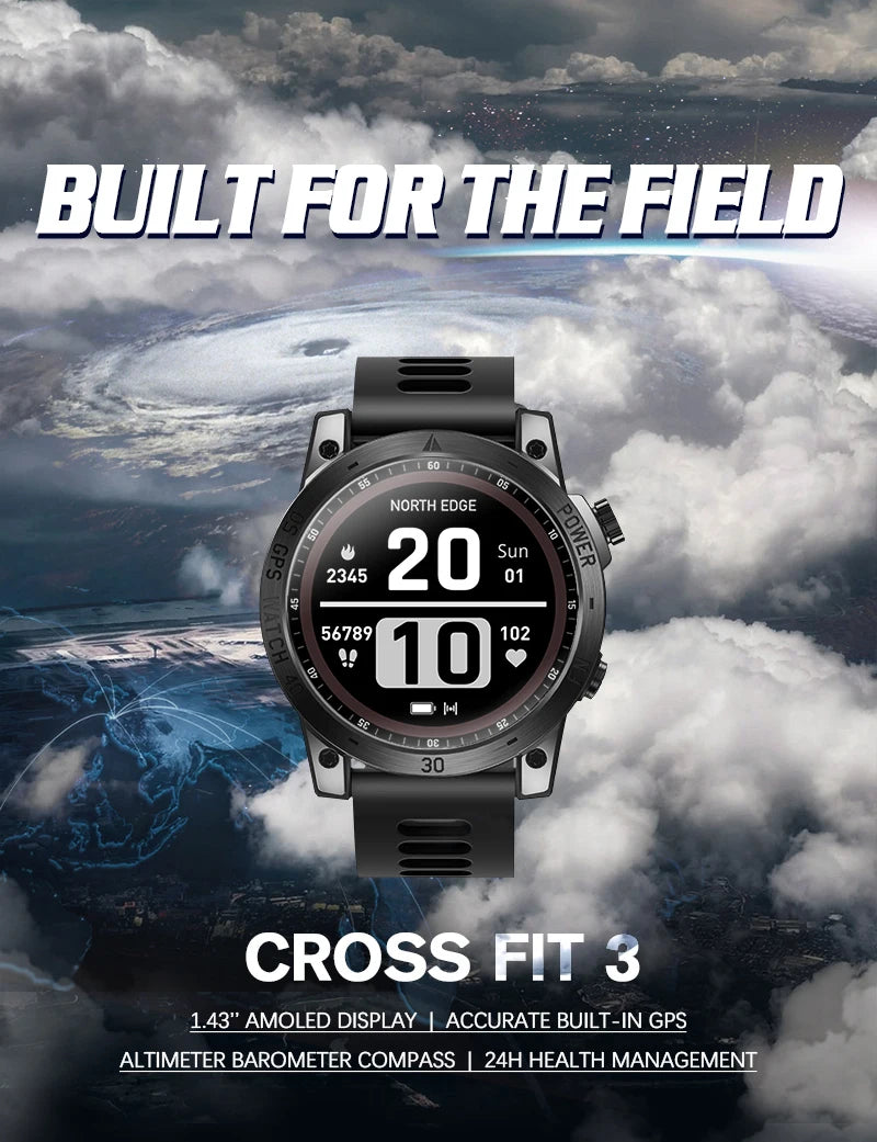 NORTH EDGE 2025 Men’s GPS Smartwatch with AMOLED & Compass