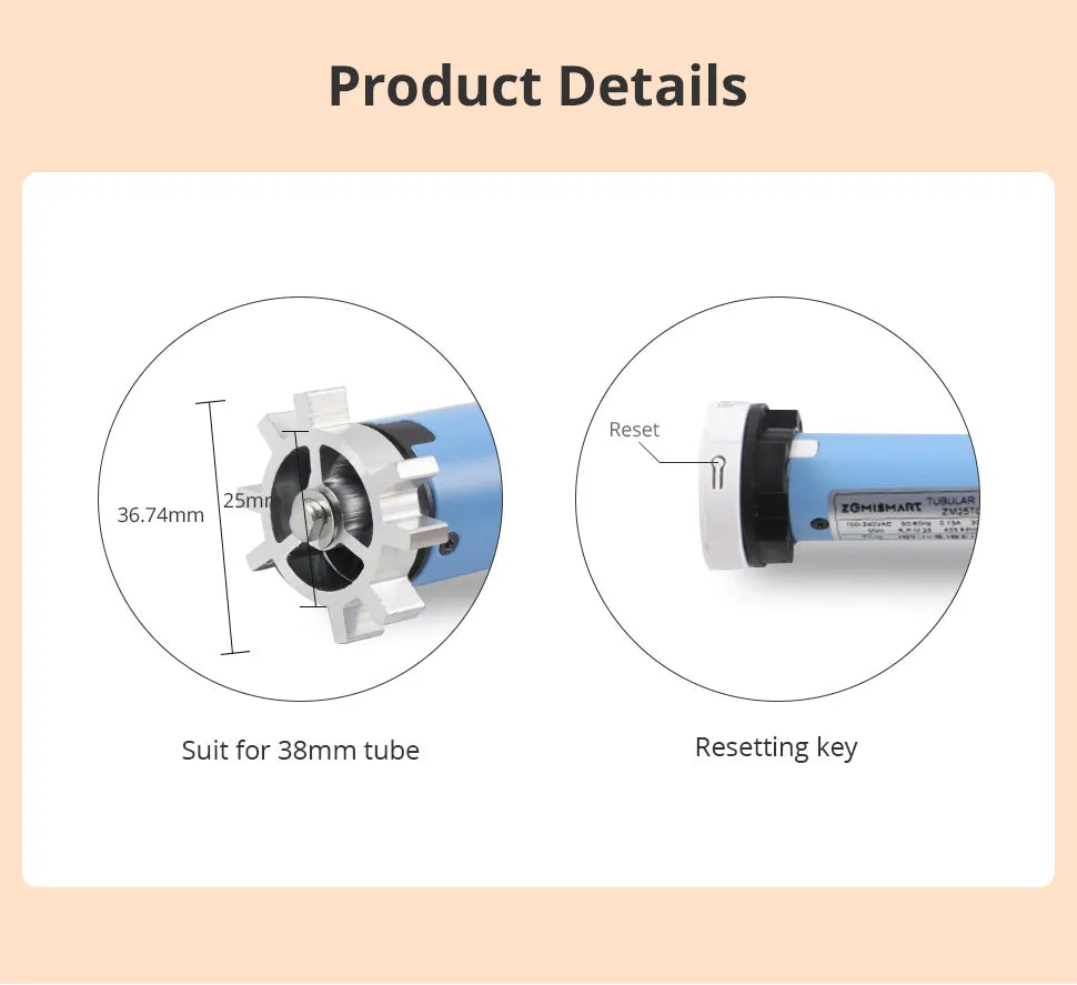 Zemismart ZigBee Smart Roller Blinds Motor 38mm Tube Tuya Smart Life Alexa Google