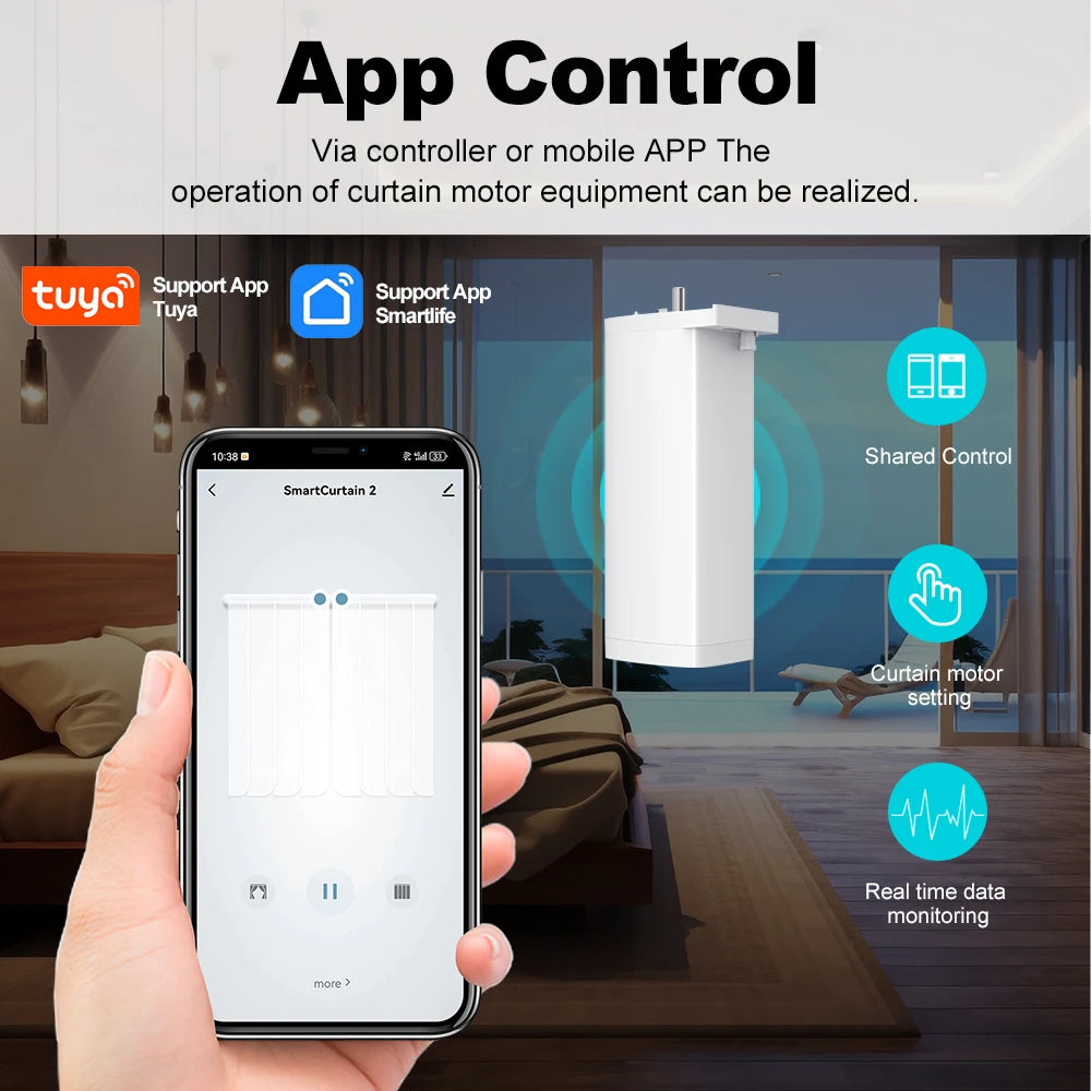 Tuya ZigBee/WiFi Smart Curtain Motor 155mm Silent Electric Shutter