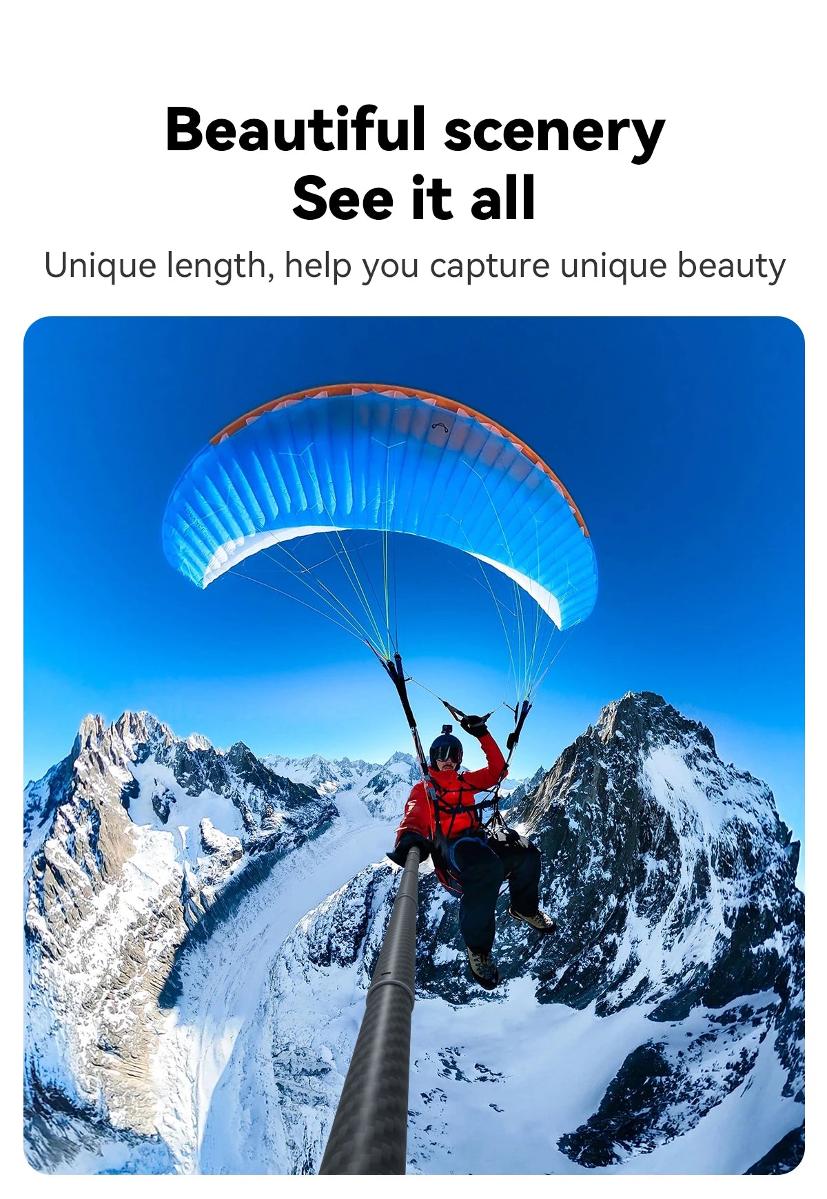 TELESIN Carbon Fiber Extendable Selfie Stick 1.2–3M for Action Cameras