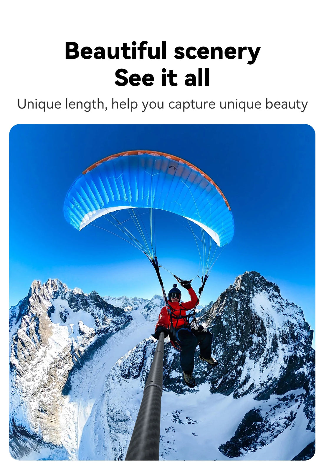 TELESIN Carbon Fiber Extendable Selfie Stick 1.2–3M for Action Cameras