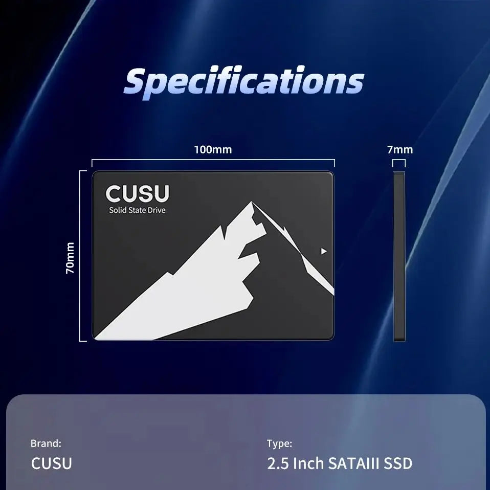 CUSU SATA 2.5” SSD – 128GB/256GB/512GB/1TB/2TB Hard Drive for Computer & Laptop