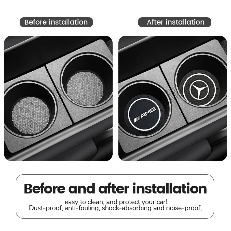 2pcs Car Cup Holder Coaster Non-Slip Pads for Mercedes Benz AMG