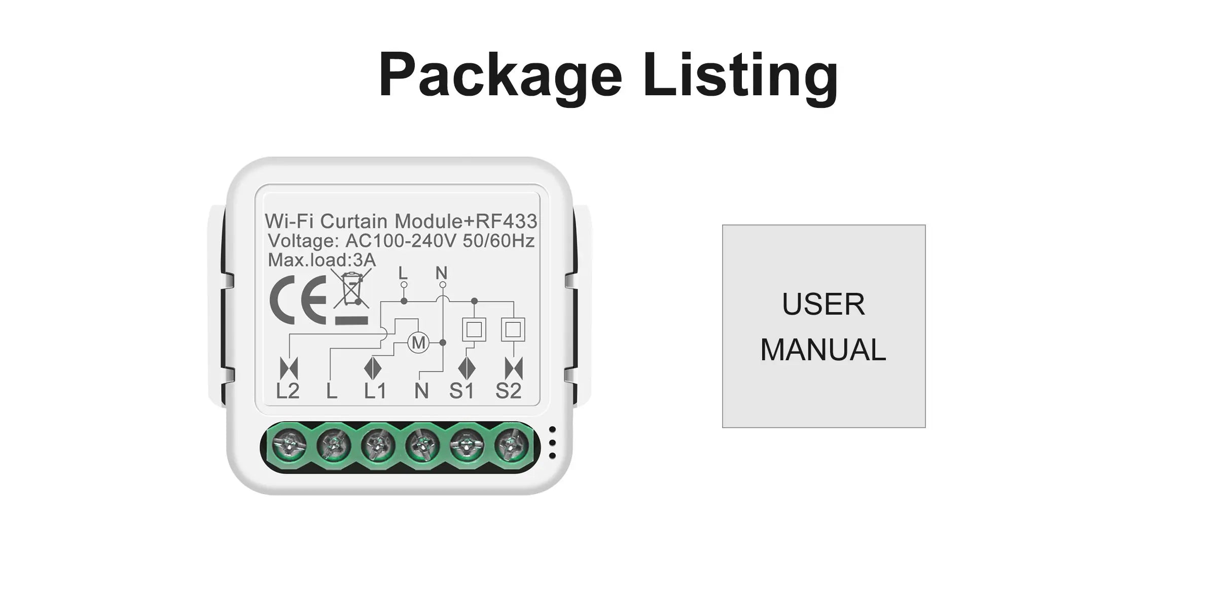 GIRIER Tuya WiFi RF433 Curtain Switch Module for Roller Shutter
