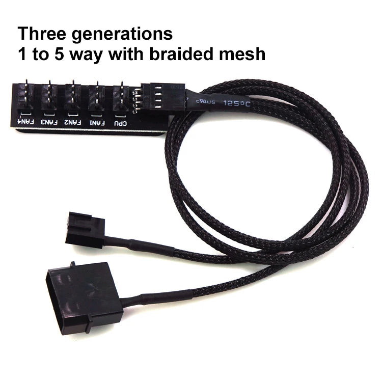 1-to-5 Way PWM Fan Hub – 4-Pin/3-Pin Splitter Adapter