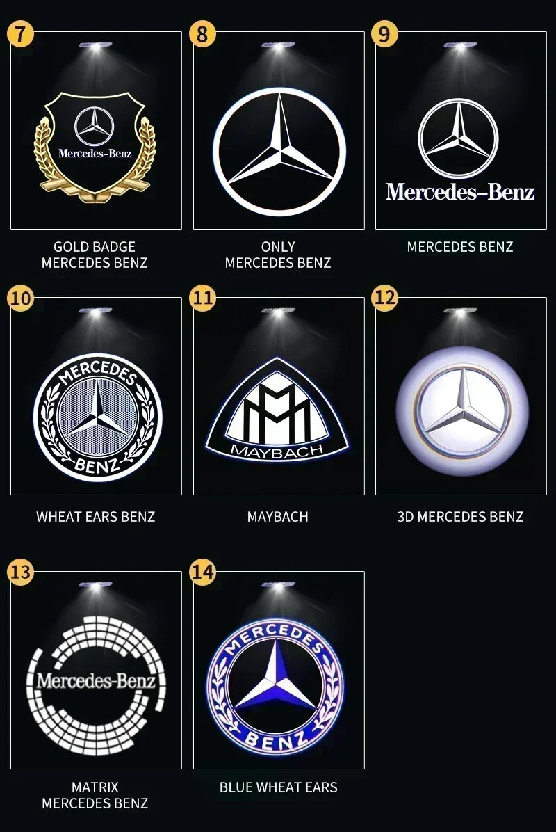 2PCS Car Door Welcome Logo Light for Mercedes Benz