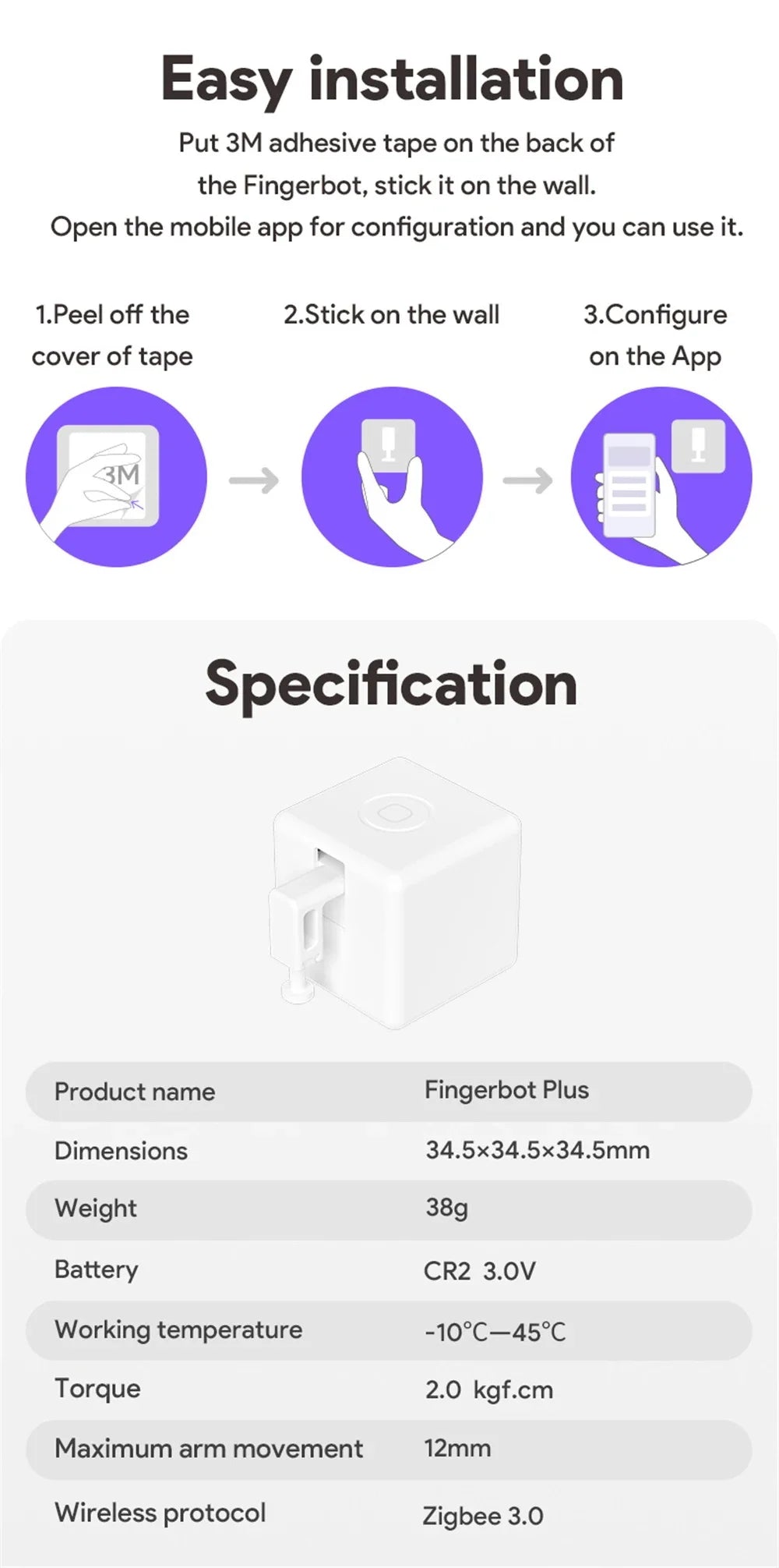 Tuya ZigBee Fingerbot Plus Smart Button Pusher Switch Alexa Google APP Control