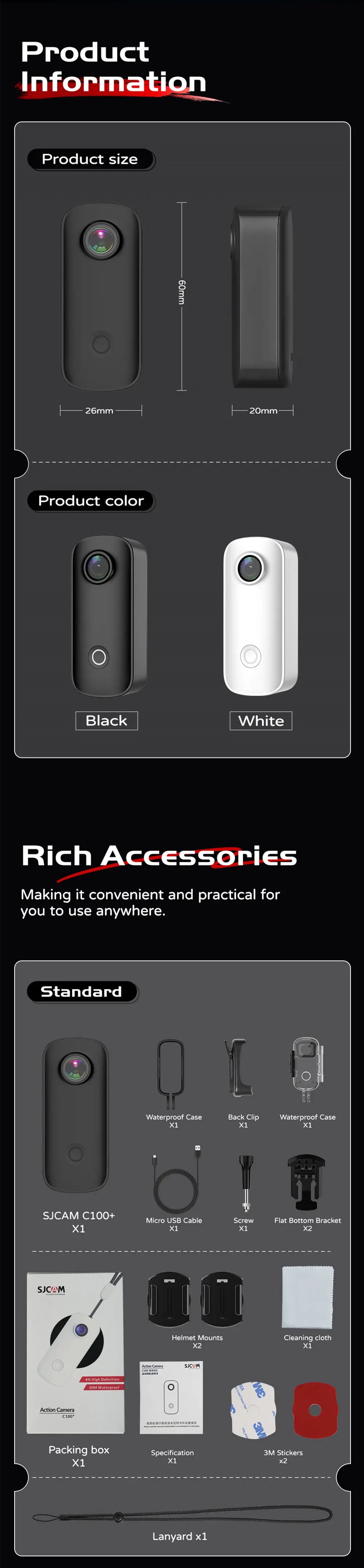 SJCAM C100 Plus 4K Action Camera Waterproof with WiFi & EIS