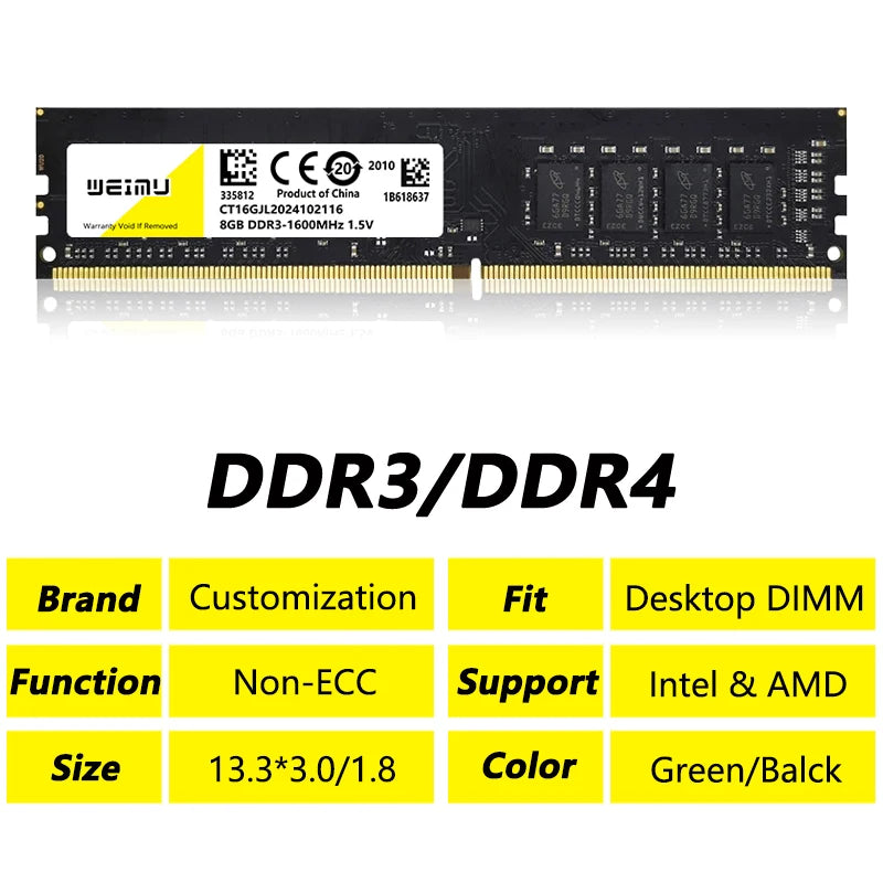 DDR3 & DDR4 Desktop RAM – 4GB/8GB/16GB 240-Pin DIMM