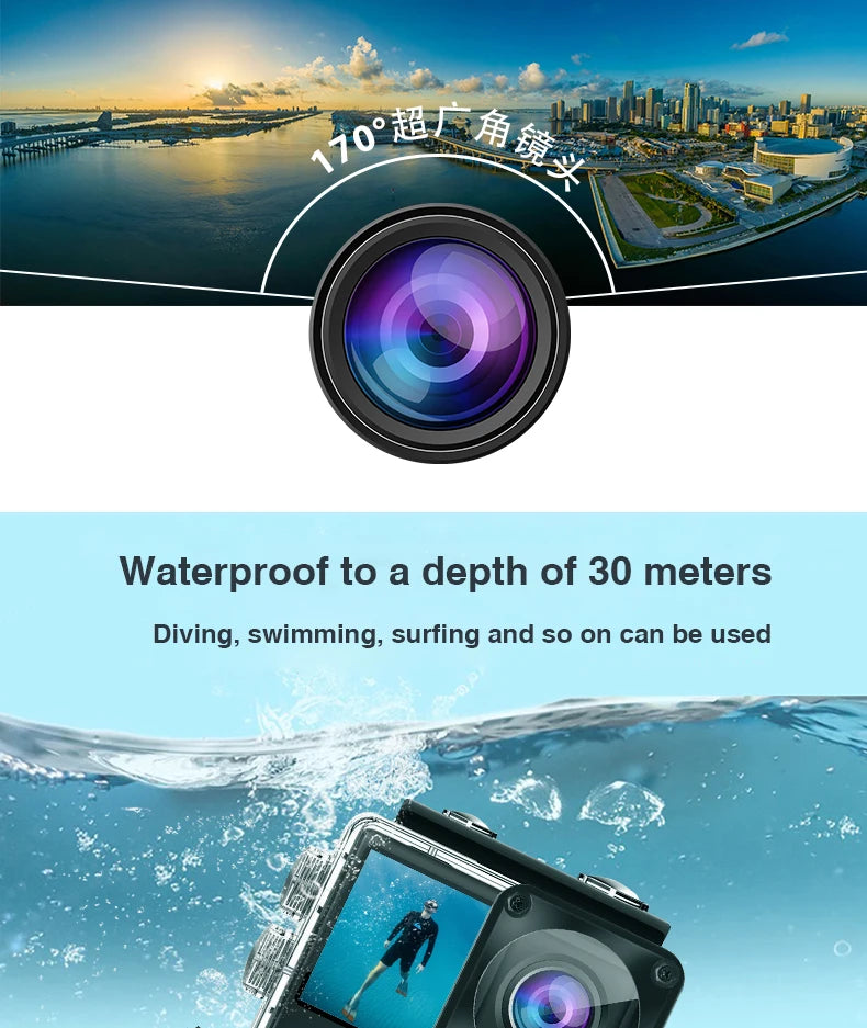 Ultra HD 4K Action Camera Waterproof with WiFi & 170° Wide Angle