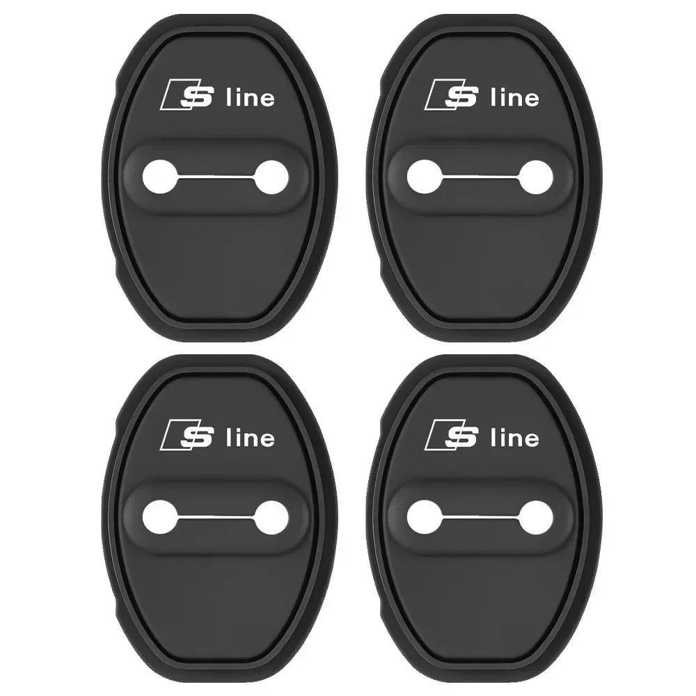 2/4Pcs Silicone Car Door Lock Buckle Covers Mute Damping Cushion for Audi Sline