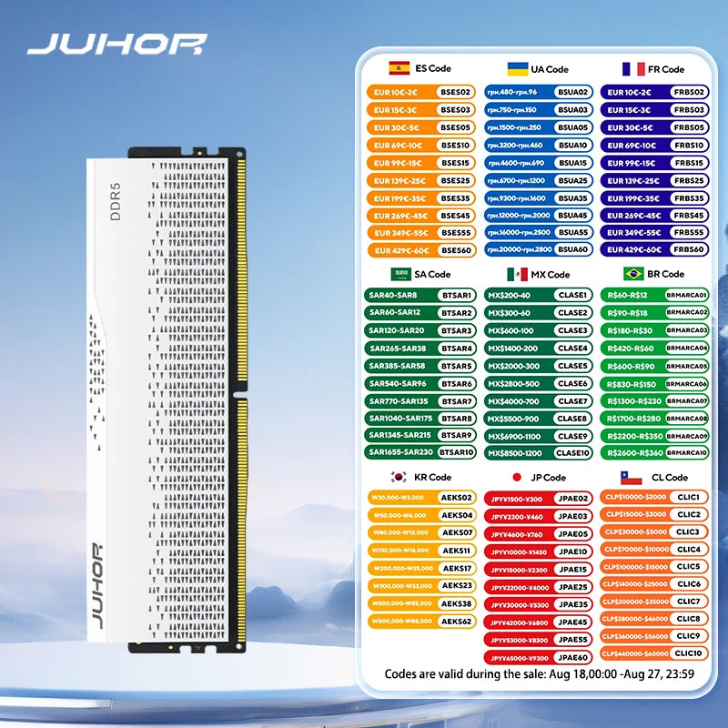 JUHOR DDR5 RAM – 16GB/32GB Desktop Memory