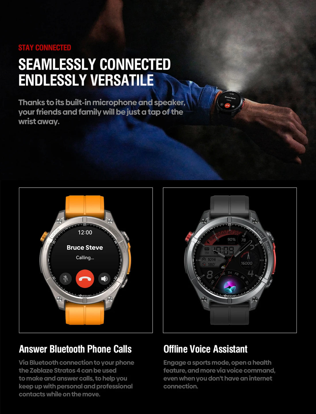 Zeblaze Stratos 4 GPS Smartwatch 2025 with AMOLED & Voice Call