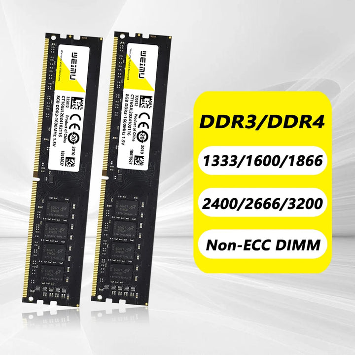 DDR3 & DDR4 Desktop RAM – 4GB/8GB/16GB 240-Pin DIMM