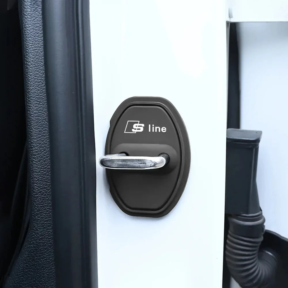 2/4Pcs Silicone Car Door Lock Buckle Covers Mute Damping Cushion for Audi Sline