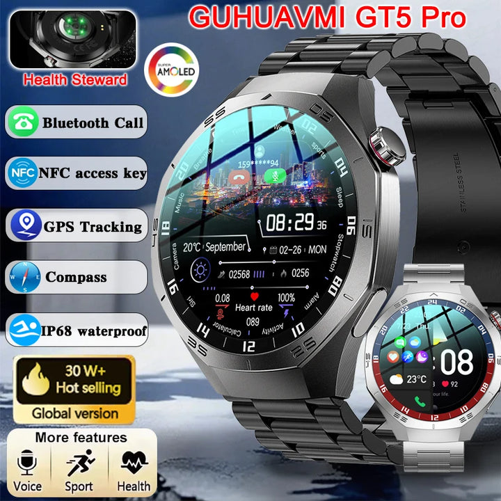 GUHUAVMI GT5 Pro Smartwatch 2025 with AMOLED & GPS