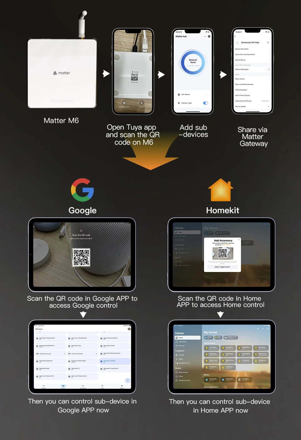 Zemismart Matter ZigBee Hub Smart Home Gateway Works