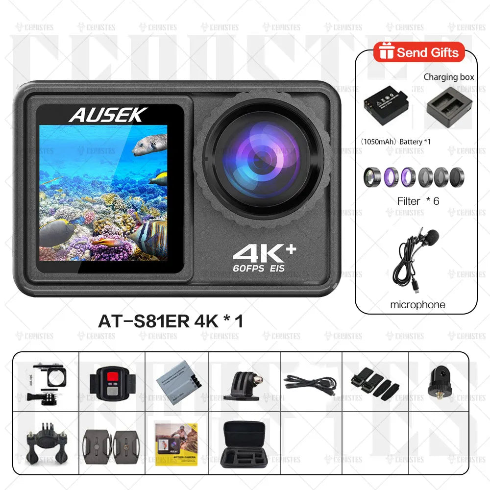 CERASTES 4K60FPS Action Camera with EIS & Interchangeable Lens